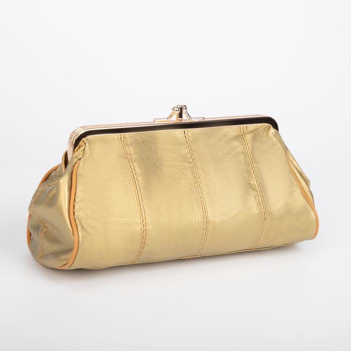 Косметичка-фермуар, 2 отдела на рамке, наружный карман, цвет бронза 
Косметичка-фермуар, 2 отдела на рамке, наружный карман, цвет бронза