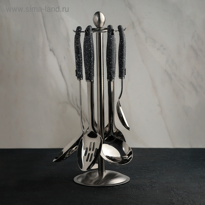 Набор кухонных принадлежностей «Мрамор», 6 предметов, на подставке
Набор кухонных принадлежностей «Мрамор», 6 предметов, на подставке