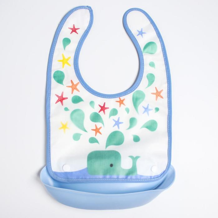 Нагрудник непромокаемый, с карманом, цвет голубой, рисунок МИКС 
Нагрудник непромокаемый, с карманом, цвет голубой, рисунок МИКС