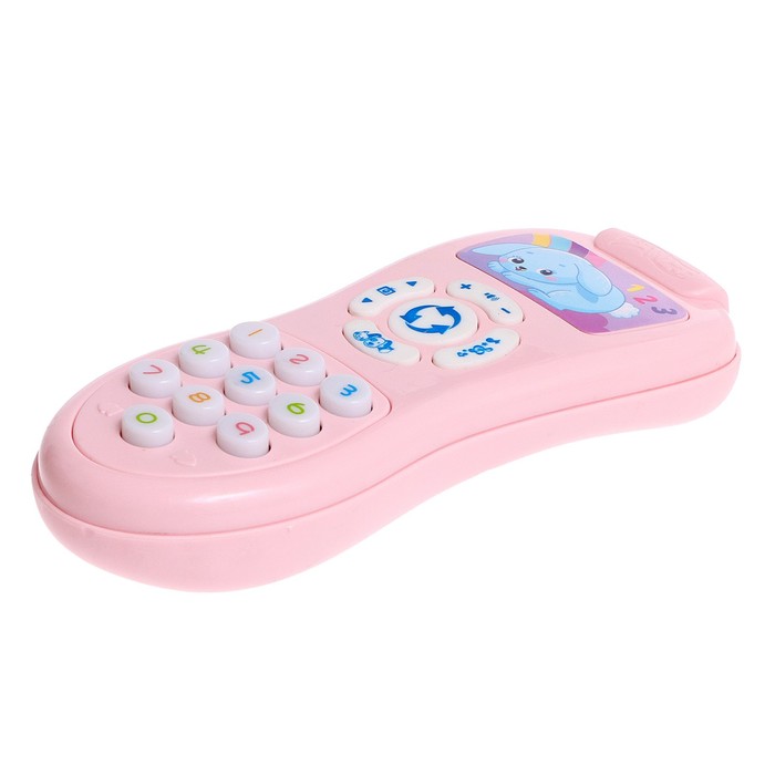 фото Обучающая игрушка «умный пульт», цифры, формы, песни, звуки, цвет розовый zabiaka