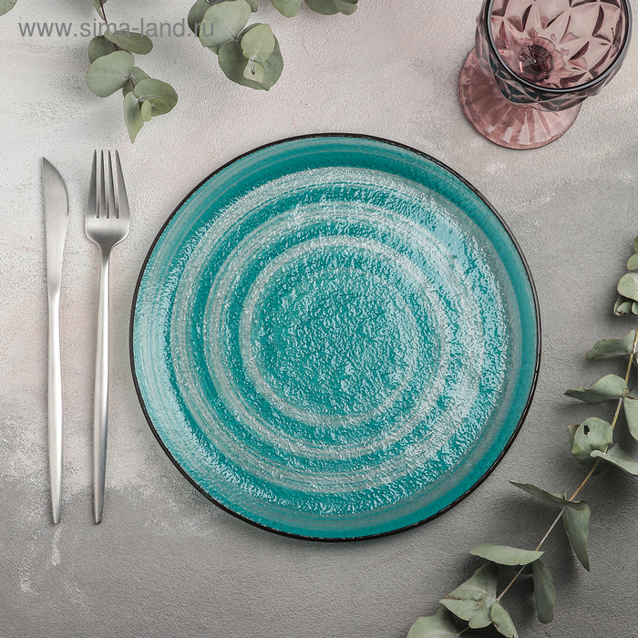 фото Тарелка обеденная «карамель», 25 см, цвет синий trd