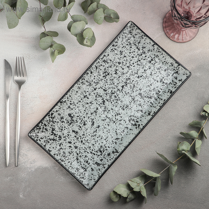 фото Тарелка прямоугольная trd «мрамор», 31,5×16,5 см