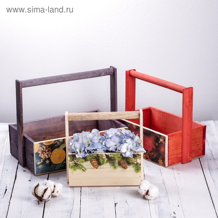 Набор деревянных ящиков 3 в 1 с ручкой «Счастья в Новом году» 
Набор деревянных ящиков 3 в 1 с ручкой «Счастья в Новом году»