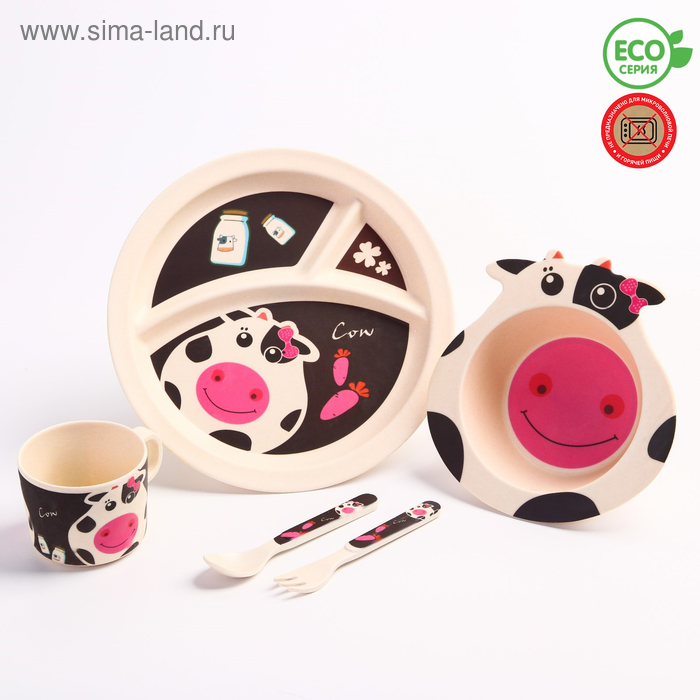 Набор детской бамбуковой посуды «Коровка»,тарелка, миска, кружка, приборы, 5 предметов
Набор детской бамбуковой посуды «Коровка»,тарелка, миска, кружка, приборы, 5 предметов