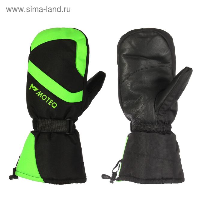фото Зимние рукавицы "бобер", размер l, чёрные, зелёные moteq