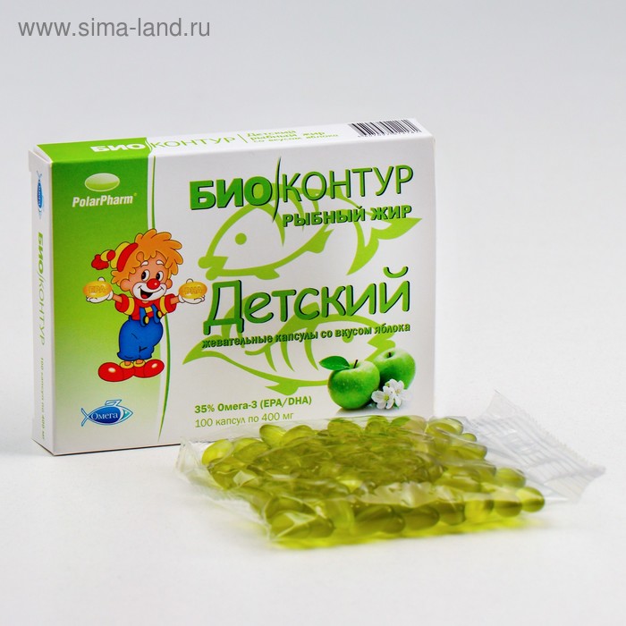 Детский рыбный жир "БиоКонтур" со вкусом яблока, мягкие жевательные капсулы, 400 мг
Детский рыбный жир "БиоКонтур" со вкусом яблока, мягкие жевательные капсулы, 400 мг