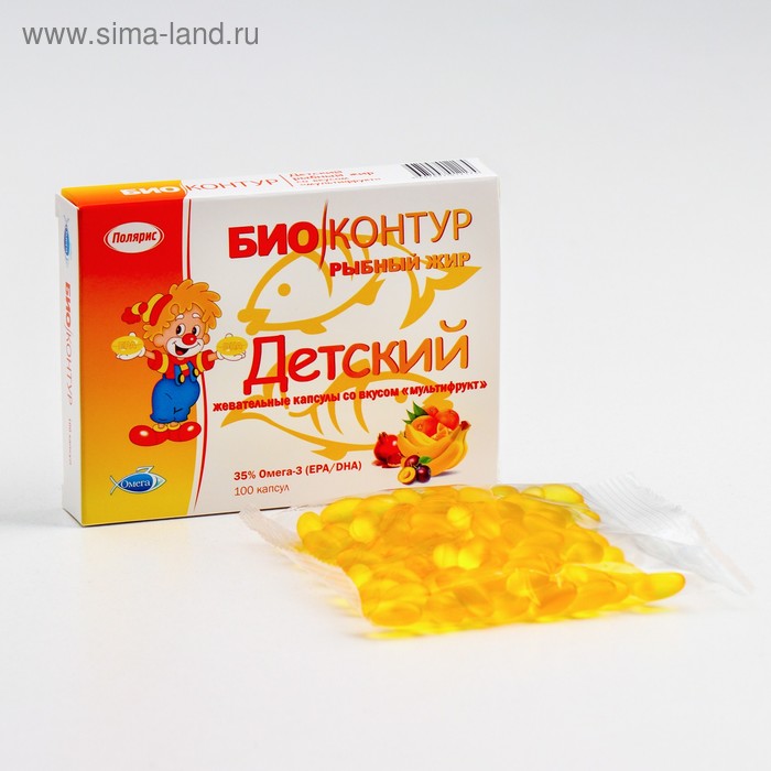 Детский рыбный жир "БиоКонтур" со вкусом мультифрукт, мягкие жевательные капсулы, 400 мг
Детский рыбный жир "БиоКонтур" со вкусом мультифрукт, мягкие жевательные капсулы, 400 мг