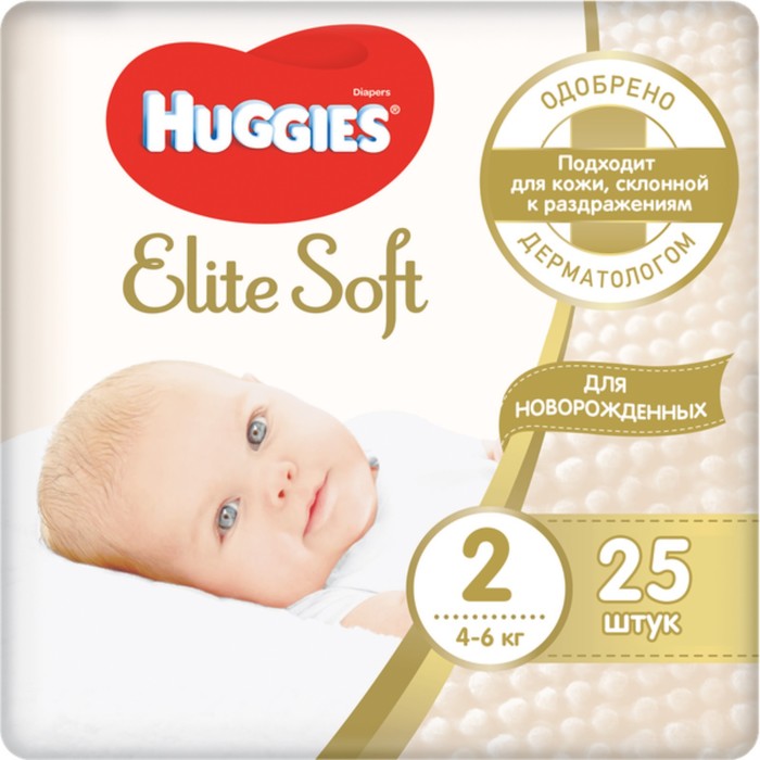 Подгузники "Huggies" Elite Soft 2, 4-6кг, 25 шт
Подгузники "Huggies" Elite Soft 2, 4-6кг, 25 шт