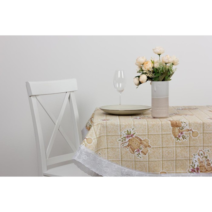 фото Скатерть meiwa, овальная, 132 х 178 см, цвет бежевый