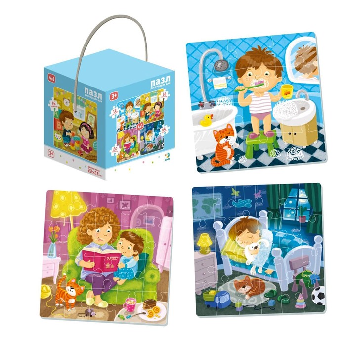 Пазл 4 в 1 «Распорядок дня», 72 элемента 
Пазл 4 в 1 «Распорядок дня», 72 элемента