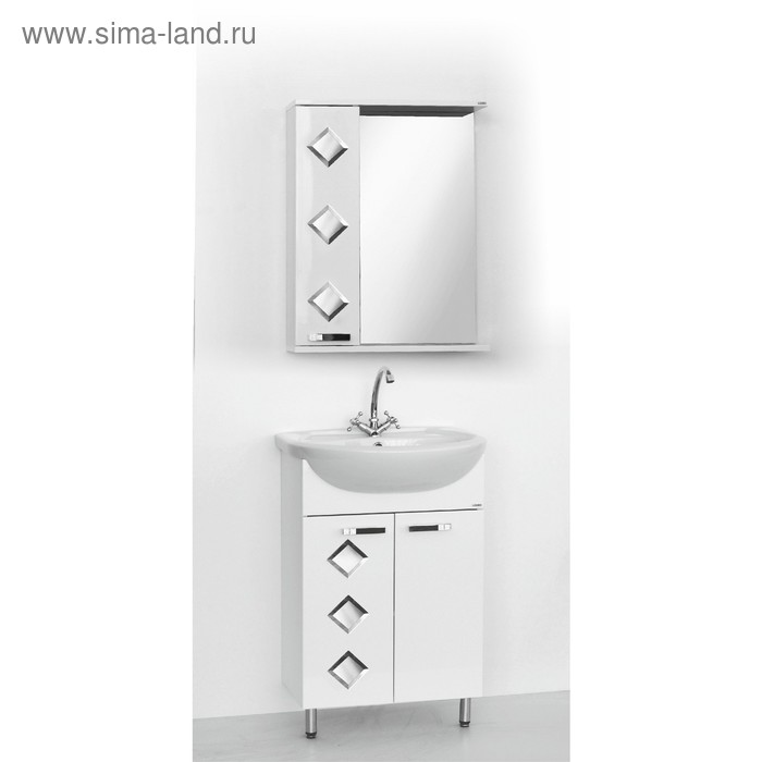 Набор мебели Квадро 55: тумба с раковиной + шкаф-зеркало
Набор мебели Квадро 55: тумба с раковиной + шкаф-зеркало