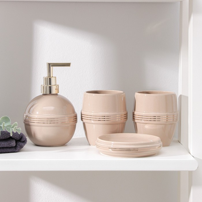 Набор аксессуаров для ванной комнаты «Бесконечность», 4 предмета: дозатор 400 мл, мыльница, 2 стакана, цвет капучино
Набор аксессуаров для ванной комнаты «Бесконечность», 4 предмета: дозатор 400 мл, мыльница, 2 стакана, цвет капучино