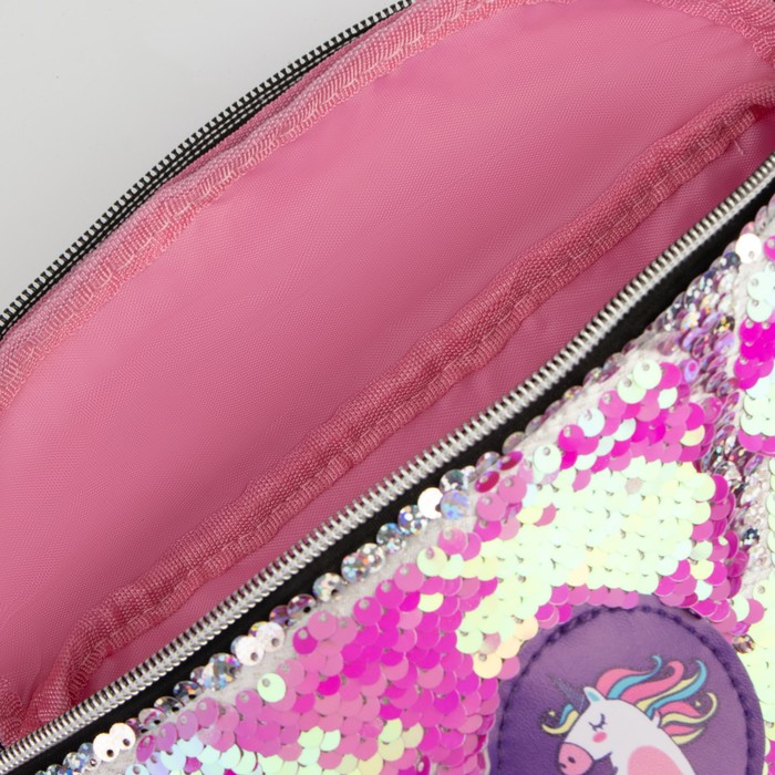 Сумка детская поясная Единорог с пайетками на молнии, цвет розовый
Сумка детская поясная Единорог с пайетками на молнии, цвет розовый