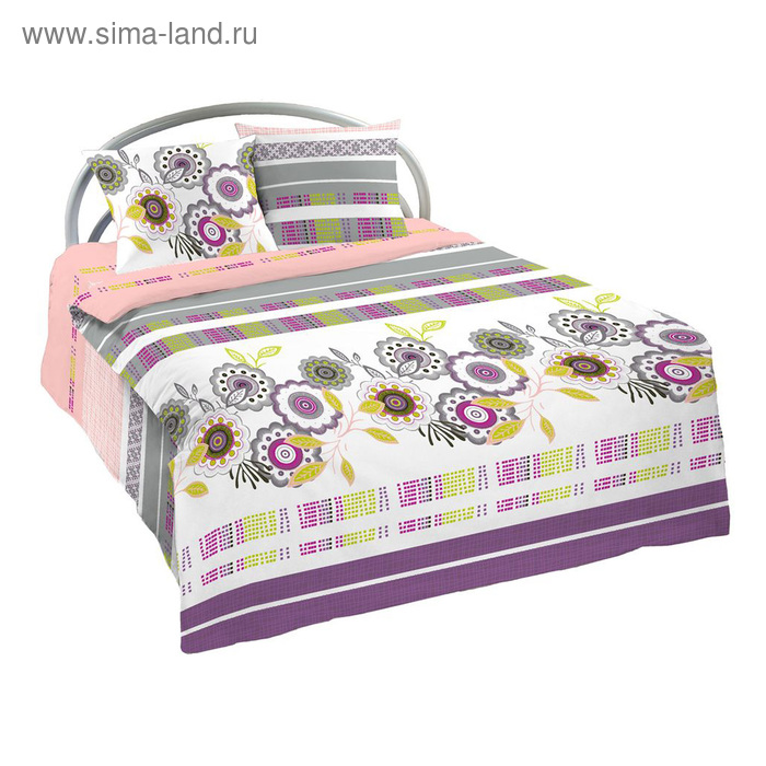 КПБ 1,5 сп, размер 150 × 214 см, 143 × 215 см, 70 × 70 см - 2 шт., ситец