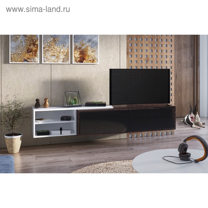 Тумба под ТВ подвесная №1, 1800х420х320, Белый глянец/Венге/Черное стекло
Тумба под ТВ подвесная №1, 1800х420х320, Белый глянец/Венге/Черное стекло