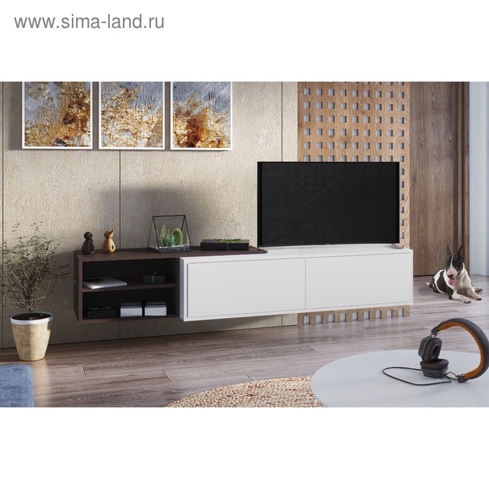 Тумба под ТВ подвесная №1, 1800х420х320, Белый/Венге/Белое стекло
Тумба под ТВ подвесная №1, 1800х420х320, Белый/Венге/Белое стекло