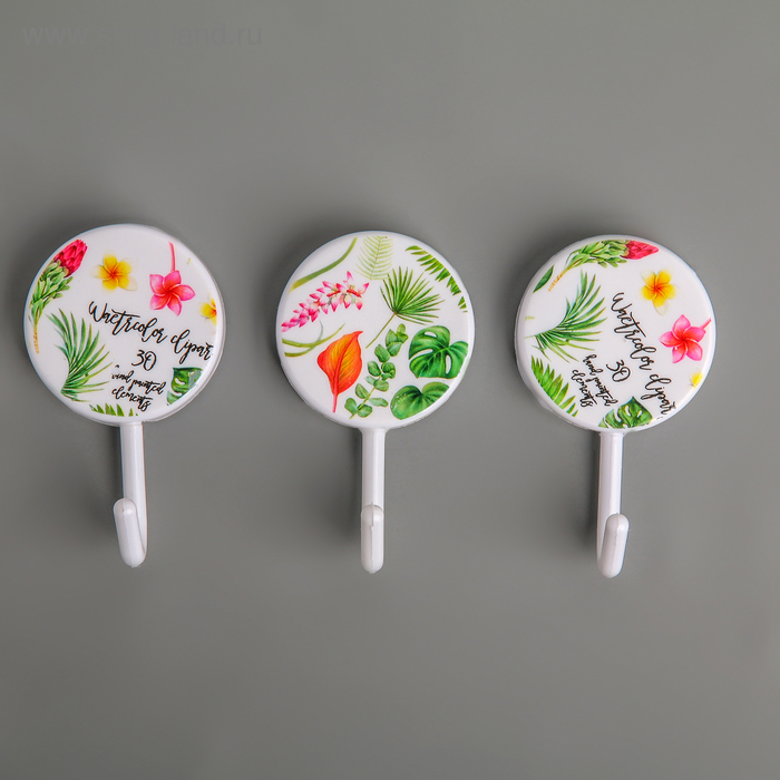 Набор крючков на липучке «Тропические цветы», 3 шт, рисунок МИКС
Набор крючков на липучке «Тропические цветы», 3 шт, рисунок МИКС