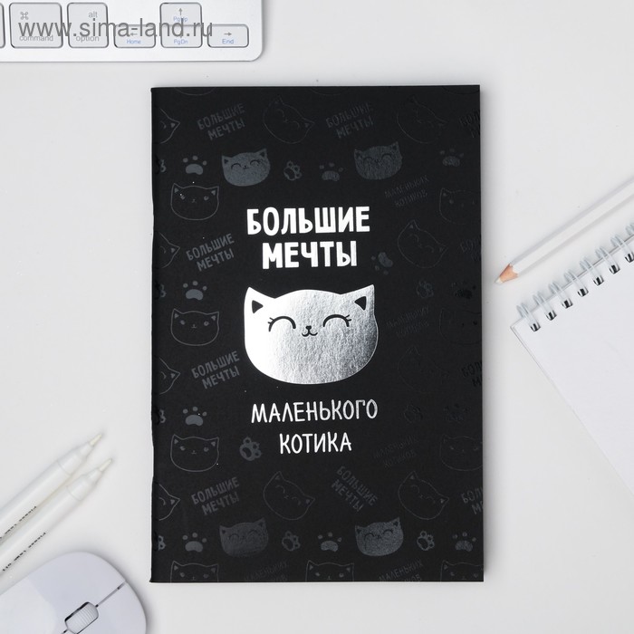 Тетрадь с чёрными листами "Большие мечты маленького котика", 32 листа
Тетрадь с чёрными листами "Большие мечты маленького котика", 32 листа