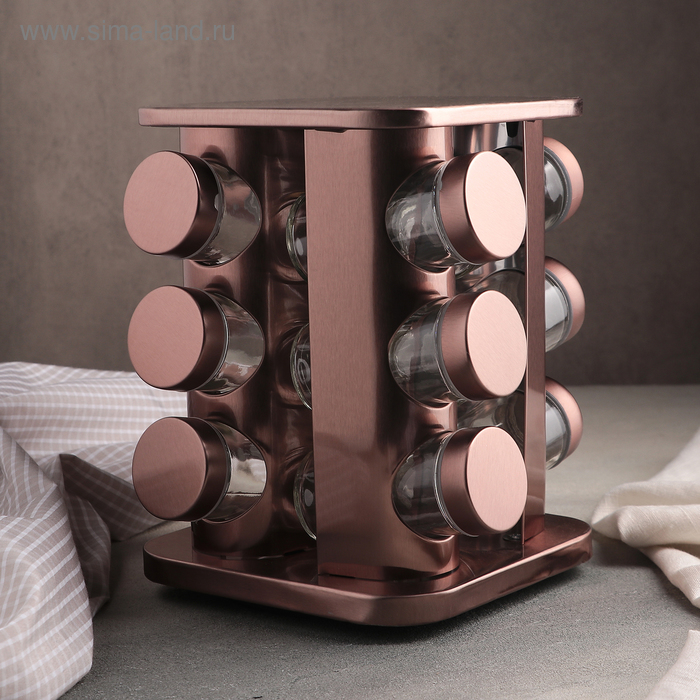 Набор для специй «Профи», 12 предметов, 100 мл, 19×19×22 см, цвет бронза
Набор для специй «Профи», 12 предметов, 100 мл, 19×19×22 см, цвет бронза