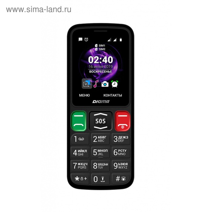 фото Мобильный телефон digma s240 linx, 32мб, 2sim, 2.44", 0.08mpix, microsd, черный