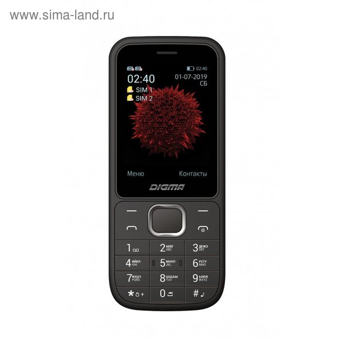 фото Мобильный телефон digma c240 linx, 32мб, 2sim 2.4", 0.08mpix, microsd, черно-серый
