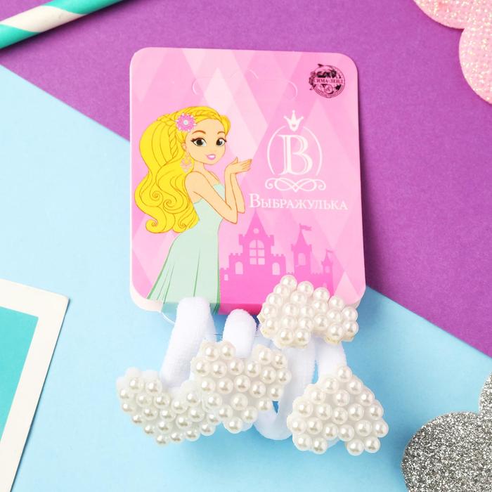 Резинка для волос "Жемчужная" (набор 4 шт) сердечко, белый 
Резинка для волос "Жемчужная" (набор 4 шт) сердечко, белый