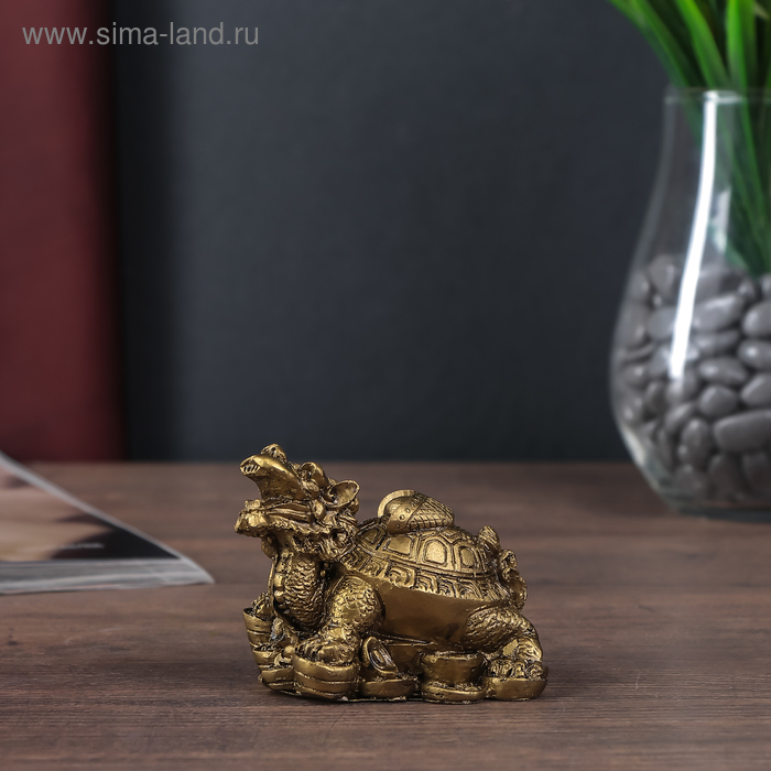 Нэцке полистоун бронза "Драконочерепаха на монетах со слитком на панцире" 6,5х9х6 см
Нэцке полистоун бронза "Драконочерепаха на монетах со слитком на панцире" 6,5х9х6 см