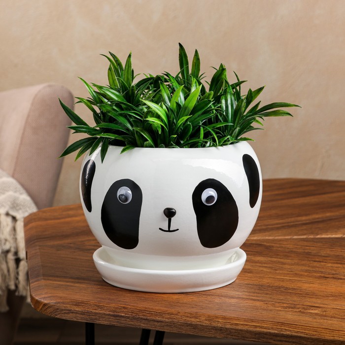 Горшок для цветов "Панда", бело-черный, керамика, 2 л 
Горшок для цветов "Панда", бело-черный, керамика, 2 л