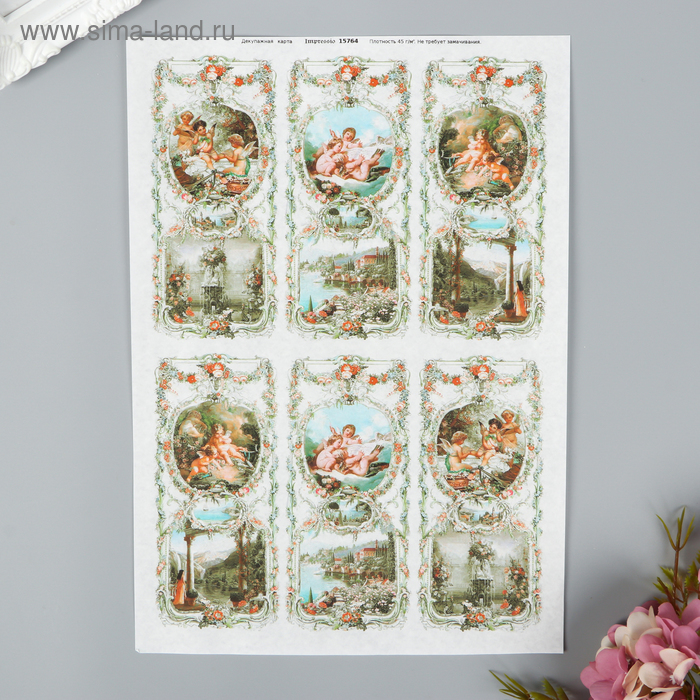 Декупажная карта "Ангелы", А4, плотность 45 г/м2
Декупажная карта "Ангелы", А4, плотность 45 г/м2