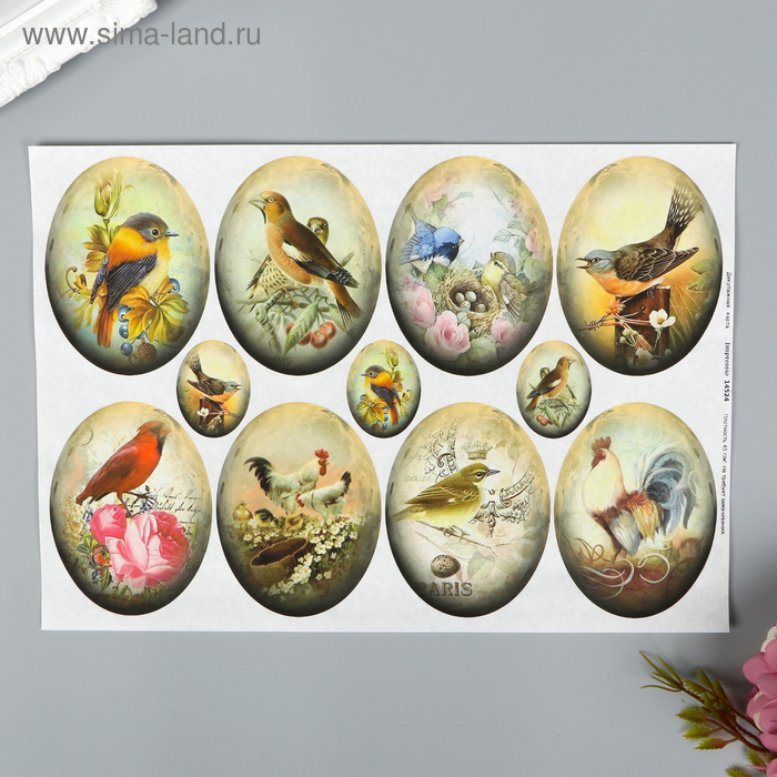 Декупажная карта "Птички", А4, плотность 45 г/м9
Декупажная карта "Птички", А4, плотность 45 г/м9