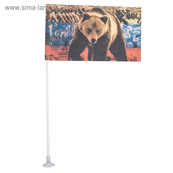 фото Флаг прямоугольный на присоске " медведь" флаг, 145х250 мм skyway