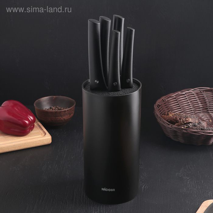 Набор ножей Vlasta, 5 шт, лезвие 9 см, 12,5 см, 17,5 см, 20 см, 20 см, с блоком, цвет чёрный
Набор ножей Vlasta, 5 шт, лезвие 9 см, 12,5 см, 17,5 см, 20 см, 20 см, с блоком, цвет чёрный