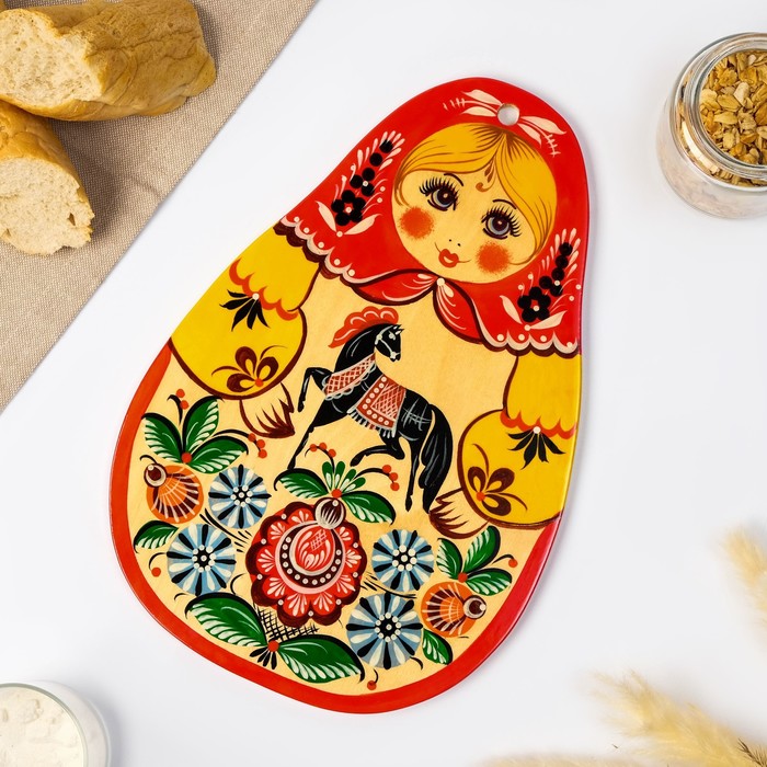Доска разделочная «Метрёшка», городецкая роспись, 18х31 см
Доска разделочная «Метрёшка», городецкая роспись, 18х31 см