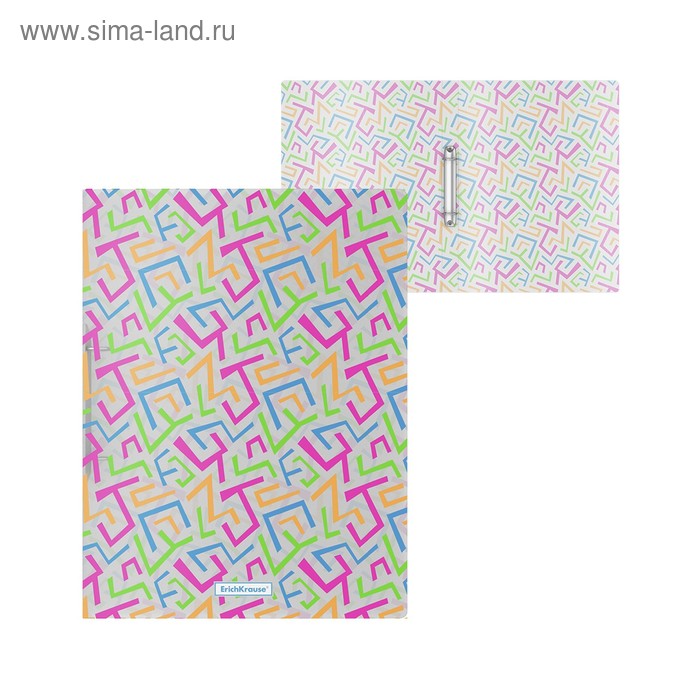 Папка на 2 кольцах А4, ErichKrause Lines, 24 мм, 550 мкм, с рисунком