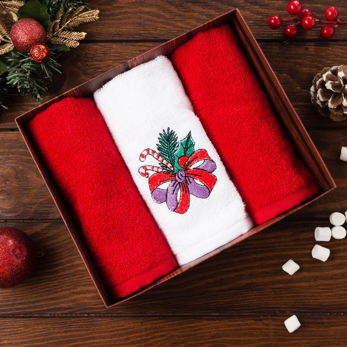Набор полотенец «Новогодний бантик» 30х60 см-3шт
Набор полотенец «Новогодний бантик» 30х60 см-3шт