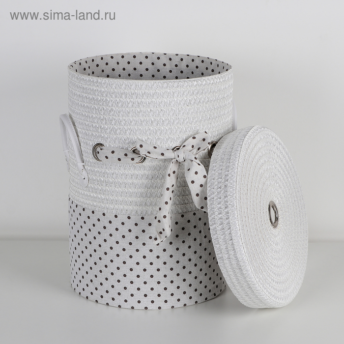 фото Корзина для белья универсальная плетёная доляна «грей», 32×32×41 см, цвет белый