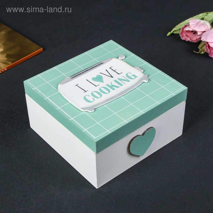 Шкатулка дерево "Я люблю готовить" бело-зелёная 8х15х15 см
Шкатулка дерево "Я люблю готовить" бело-зелёная 8х15х15 см
