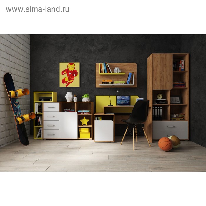 Молодежная Дастин 3 Дуб Вотан/Белая Аляска/Желтый шафрановый
Молодежная Дастин 3 Дуб Вотан/Белая Аляска/Желтый шафрановый