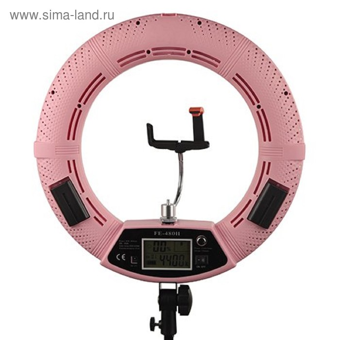 фото Кольцевая лампа okira led ring fe 480 pro, 96 вт, 480 светодиодов, d=45 см, розовая
