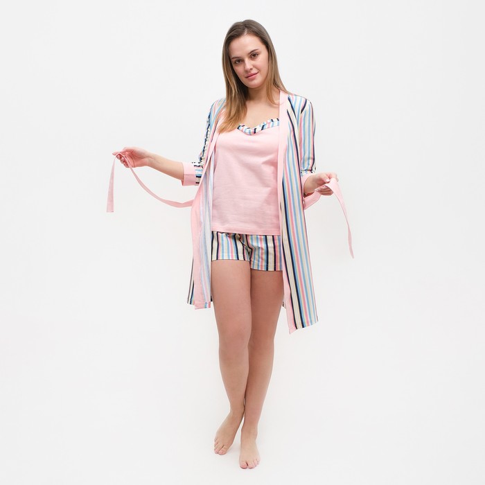 Комплект женский (халат, майка и шорты), цвет розовый, размер 46
Комплект женский (халат, майка и шорты), цвет розовый, размер 46