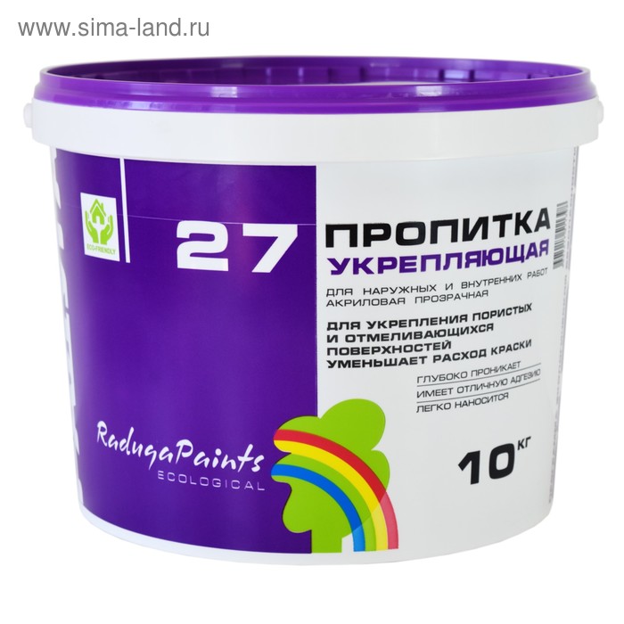 Пропитка водно-дисперсионная акриловая "Радуга 27", 10 кг
Пропитка водно-дисперсионная акриловая "Радуга 27", 10 кг