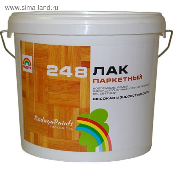 Лак паркетный полиуретановый "Радуга 248", для внутренних работ, глянцевый, 4,5л
Лак паркетный полиуретановый "Радуга 248", для внутренних работ, глянцевый, 4,5л