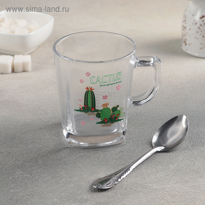 Кружка 250 мл «Кактусы», с ложкой, рисунок МИКС
Кружка 250 мл «Кактусы», с ложкой, рисунок МИКС