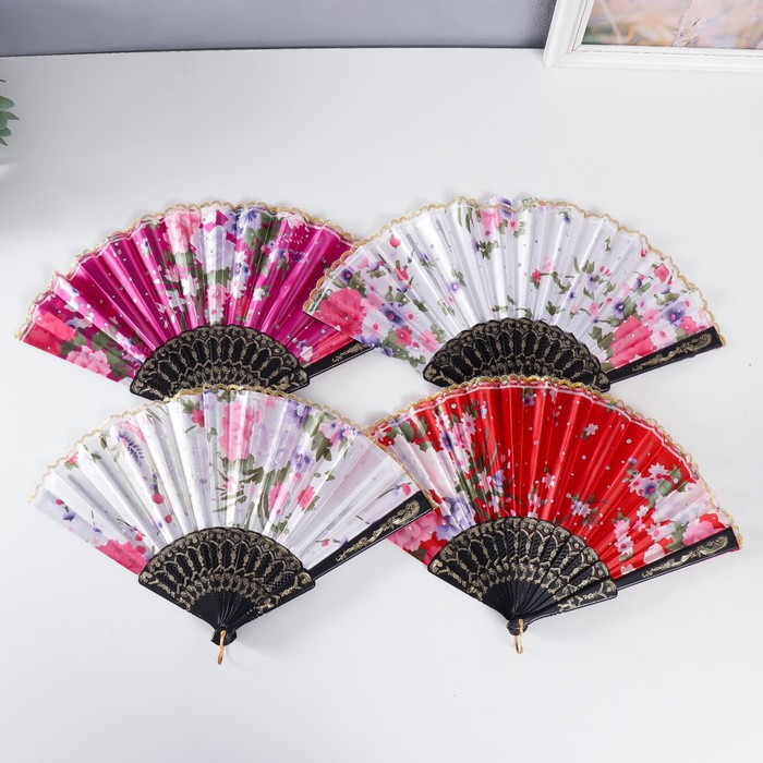 Веер пластик, текстиль "Цветочный" с тесьмой МИКС 22,5 см
Веер пластик, текстиль "Цветочный" с тесьмой МИКС 22,5 см