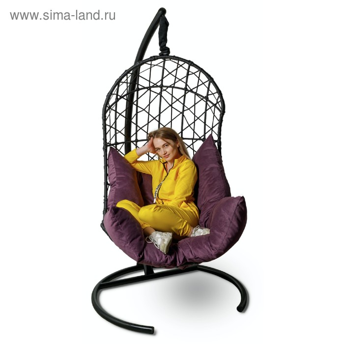 Подвесное кресло Barselona черное, фиолетовая подушка, стойка
Подвесное кресло Barselona черное, фиолетовая подушка, стойка