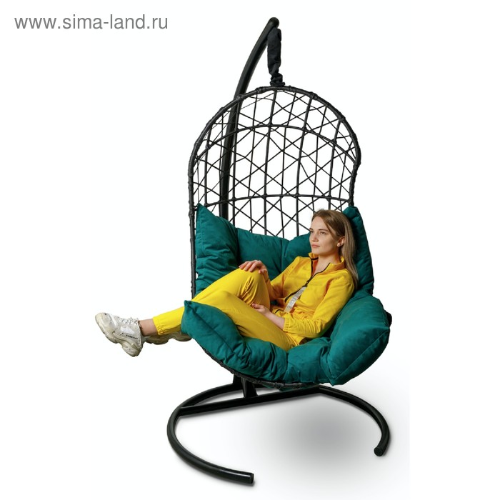 Подвесное кресло Barselona черное, зеленая подушка, стойка
Подвесное кресло Barselona черное, зеленая подушка, стойка