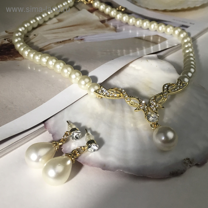 Набор 2 предмета: серьги, колье "Вернисаж" жемчужная капля, цвет белый в золоте, 45см
Набор 2 предмета: серьги, колье "Вернисаж" жемчужная капля, цвет белый в золоте, 45см