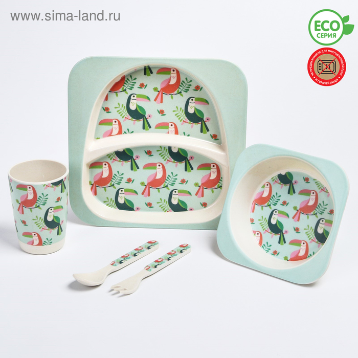 Набор детской бамбуковой посуды «Тукан», тарелка, миска, стакан, приборы, 5 предметов
Набор детской бамбуковой посуды «Тукан», тарелка, миска, стакан, приборы, 5 предметов