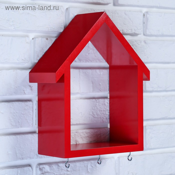 Ключница-полка Домик средняя, 3 крючка, красная 29,5*25*10
Ключница-полка Домик средняя, 3 крючка, красная 29,5*25*10