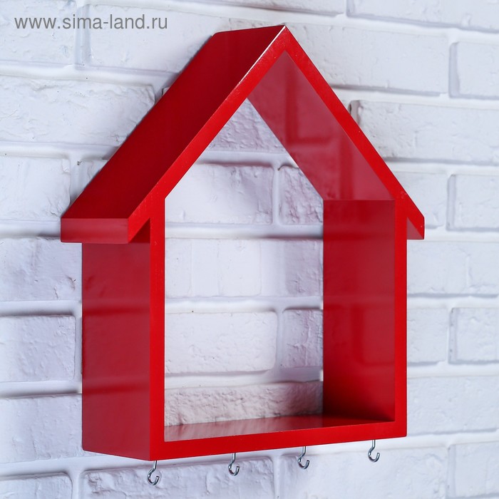 Ключница-полка Домик большая, 4 крючка, красная 36*33*10
Ключница-полка Домик большая, 4 крючка, красная 36*33*10